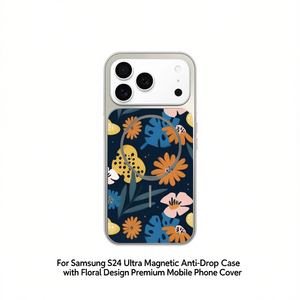 Coque magnétique anti-chute en TPU+PC pour S24 Ultra avec motif floral vierge par sublimation, étui de protection premium pour téléphone portable et support de téléphone - Product Image 3