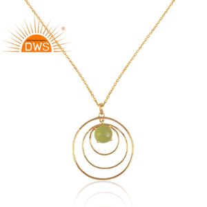 Collar con colgante de diseño en espiral para mujer, gargantilla de plata chapada en oro, piedra preciosa de Calcedonia Prehnita, joyería - Product Image 4