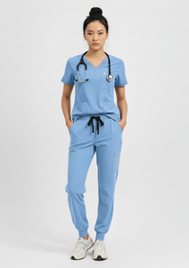 Rendimiento Jogger Scrub Pant Four-Way Stretch Scrubs Uniformes Conjuntos Colores personalizados Spandex Algodón Blanco Enfermera Uniforme Fábrica - Product Image 6