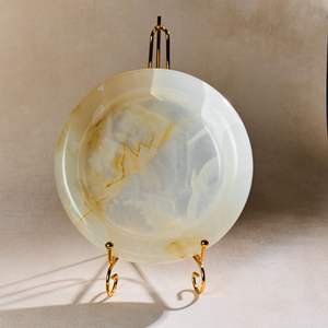 <b>Large</b> round agate style resin platter decorative display tray <b>marble</b> effect charger plate luxury centre table dish for serving - Product Image 3
