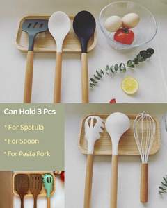 Soporte de cuchara de madera grande, soporte de cuchara de bambú para estufa de 9,7 pulgadas, utensilios de cocina para mostrador de cocina, comida pequeña de granja - Product Image 4