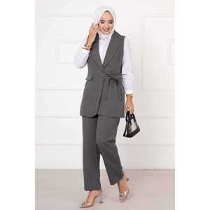 Ensemble de gilets gris à nouer sur le côté pour femme, accessoires de costume élégants - Product Image 3