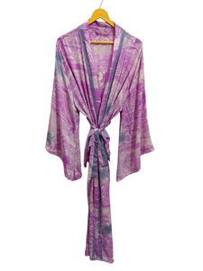 Kimono de verano de lujo para cubrir el bikini, bata larga de noche, Kimono Sari de seda reciclado vintage indio hecho a mano, - Product Image 2
