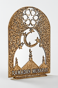 Metal gris Ramadan Mubarak Mesa Mezquita Decoración Luna creciente Pieza de Arte Islámico para Eid Festival y Home Display - Product Image 4