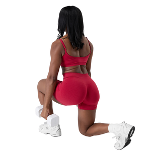 Shorts Deportivos Rojos para Mujer, Sin Costuras, de Cintura Alta, Elásticos, de Compresión, para Entrenamiento, Fitness, a Prueba de Sentadillas - Product Image 4