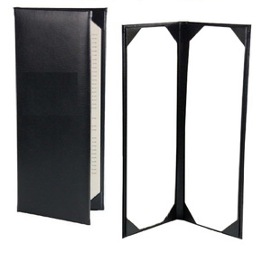 Fundas de cuero PU con logotipo personalizado para restaurante de Hotel, fundas de libro para menú, color negro - Product Image 2