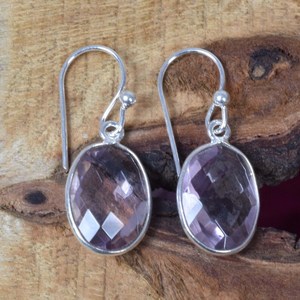 Boucles d'oreilles en améthyste taillée, argent sterling 925, bijoux en pierres précieuses faits à la main, cadeau pour femme, pierre de naissance de février - Product Image 3