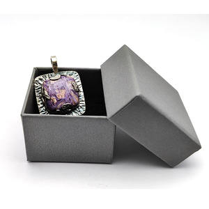 925 Sterling Silver Charoite 21x21mm Cushion Gemstone Designer Pendant 14.88 Gms Antique Look Unisex Pendant <b>Christmas</b> Gift - Product Image 6