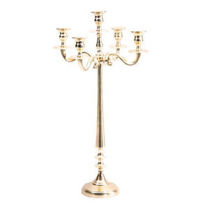 Candélabre en métal à 5 bras plaqué or de la meilleure qualité grand bougeoir sur pied artisanat vintage pour table polyvalente - Product Image 5