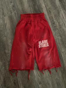 กางเกงขาสั้นผ้าฟลีซสำหรับผู้ชายกางเกงขาสั้นผ้าคอตตอนพิมพ์ลายหน้าจอเอวสูงประดับพลอยเทียมสไตล์วินเทจออกแบบได้ตามต้องการ - Product Image 3