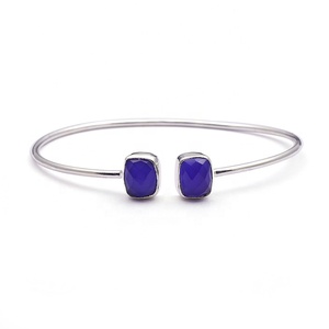 Unique <b>amethyst</b> gemstone bangle <b>bracelet</b> rectangle shape jewelry silver plated topaz bangle jewelry wholesale Jewelry dealer - Product Image 3