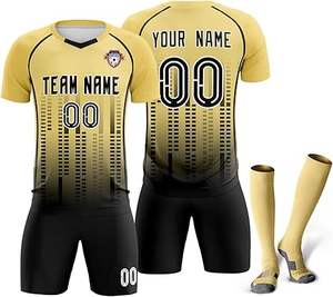 เสื้อกีฬาทีมฟุตบอลผ้าโพลีเอสเตอร์แห้งเร็วผ้าพิมพ์ซับลิเมชัน100% แบบพิมพ์ชื่อทีม - Product Image 2