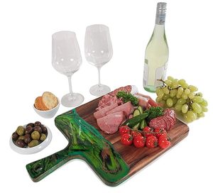 Tabla de servir de madera de Acacia de resina epoxi hecha a mano más vendida, patrón de Río, utensilios de cocina, bloques de cortar, Apto para lavavajillas, artesanías HF - Product Image 1