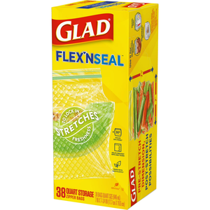 Glad Flex'N Seal Food Storage <b>Plastic</b> Bags, Quart, 38 count, Pack of 4 - Product Image 2