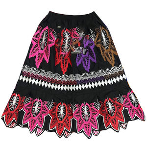 Falda Larga de Algodón Personalizada para Mujer Adulta, con Bordado, Estampado Bonito, Cinturón, Botones, OEM Personalizable - Product Image 3