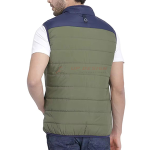 Gilet d'hiver matelassé respirant pour homme, col montant, deux poches latérales, polyester/nylon, dernier design, couleurs personnalisées, logo, fermeture éclair - Product Image 4