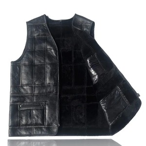 Chaleco de Cuero Genuino y Lona para Motociclistas, para Hombre, Invierno, Talla Grande, Color Sólido - Product Image 3