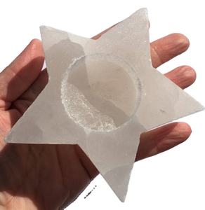 เชิงเทียนคริสตัลเซเลไนต์ธรรมชาติหินกึ่งมีค่างานฝีมือรูปดาวสีขาวสำหรับรักษาบ้าน - Product Image 1