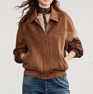Veste en cuir PU élégante de haute qualité, fermeture éclair personnalisée, vente en gros, veste pour femme, OEM, vêtements décontractés, veste pour femme - Product Image 4
