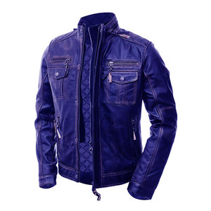 Chaqueta de Cuero Auténtico Marrón Desgastado Estilo Vintage para Motociclista, Cuello Alto, Estilo Urbano - Product Image 3