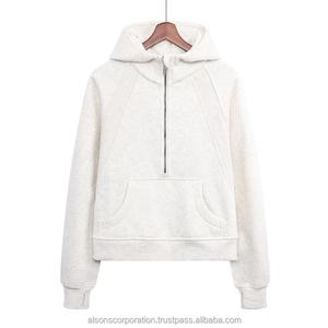 Venta al por mayor de calidad superior 500gsm señoras 100% algodón con capucha pulóver de alta calidad de las mujeres en blanco de gran tamaño sudaderas con capucha de lana - Product Image 5