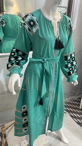 Robe longue en lin pour femmes au design exclusif Symbolisme ukrainien ancien tissé élégant 100% coton vêtements taille naturelle - Product Image 2