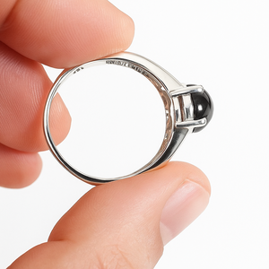 แหวนแต่งงานประดับพลอยรูปดาวสีดำสุดหรูสำหรับผู้หญิง เงินแท้ 925 ชุบโรเดียม รับรองโดย Rhaya Jewels เหมาะสำหรับงานปาร์ตี้และวันครบรอบ - Product Image 6