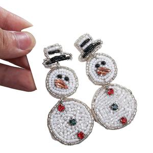 Handcrafted Custom Gameday <b>Football</b> Seed Beaded Drop <b>Earrings</b> Unique Designs in Team Colors - Product Image 1