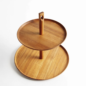 แท่นวางเค้กไม้แบบมีที่จับโลหะสำหรับวางขนมหวานแบบ2ชั้นหรูหราที่ตั้งแสดงคัพเค้กขนมหวานแบบเรียบง่าย - Product Image 2