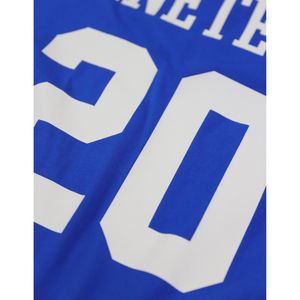 Zeta Phi Beta surdimensionné Chenille Football Jersey Tee bleu royal 100% Polyester brodé bouclier col en V Double rayé - Product Image 5