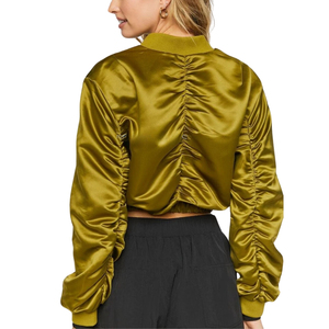 Chaqueta Bomber de Satén Transpirable y Resistente al Viento para Hombre y Mujer, Chaqueta de Calle con Forro de Cuello Acanalado de Primera Calidad - Product Image 2