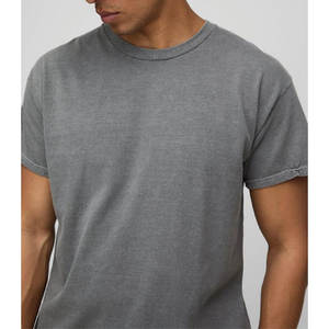 Premium 220 GSM 100% algodón de gran tamaño Streetwear camiseta de hombre logotipo personalizado cuello redondo Camiseta en blanco de alta calidad - Product Image 3