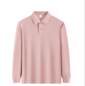 Camiseta de polo informal bordada con logotipo personalizado para hombre, manga larga de punto transpirable, cuello de mano largo, Manga corta sólida Plus - Product Image 5