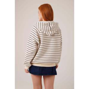 Lustrin Women's Wholesale Hooded Zippered Striped <b>Cardigan</b> <b>Sweater</b> - Stone Gray Cotton Polyester Blend Casual Outerwear - Product Image 5