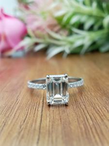 Anillo de Compromiso y Boda Solitario de Plata con Diamante Moissanita de Corte Brillante de 2.0ct, Oro Blanco/Amarillo de 14K/18K, Chapado en Oro - Product Image 3