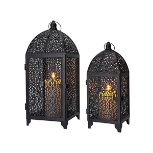 Wholesale Handmade Metal <b>Black</b> Moroccan Candle <b>Lanterns</b> for Indoor and Outdoor Decorations Hanging & Table Top <b>Lanterns</b> - Product Image 3