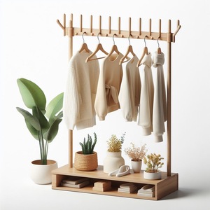 Perchero de madera de inspiración retro, organizador de entrada y pasillo funcional, solución de almacenamiento sofisticada - Product Image 2