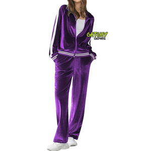 ชุดวอร์มแฟชั่นผ้ากำมะหยี่พิมพ์ลายตัวอักษรประดับพลอยเทียมชุดวอร์มสองชิ้นสำหรับผู้หญิงชุดวิ่งจ๊อกกิ้งแบบลำลอง - Product Image 4