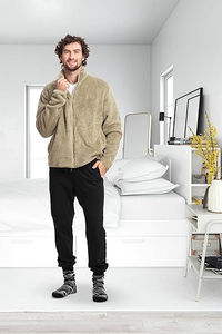 OEM Manufacturer Custom Blanket Zip up Winter <b>Jacket</b> Winter Warm Coat Custom Polar <b>Fleece</b> <b>Jackets</b> for Men - Product Image 4