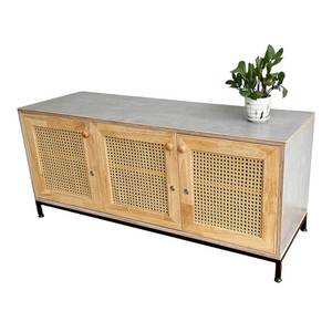 Mueble Minimalista para Sala de Estar KTB68130, Gabinete Decorativo para Entrada con Estructura de Madera Contrachapada y Hierro, con Pantalla de Bambú Tejido - Product Image 2