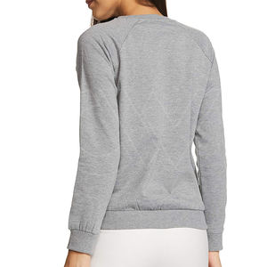 Sudadera lisa en blanco para mujer, cuello redondo, mangas completas, tela de lana de algodón suave, logotipo personalizado, bordado/impresión, producto OEM - Product Image 6