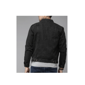 Chaqueta de mezclilla teñida negra mediana Ropa de calle única Cuello vuelto Abrigo de jeans sueltos - Product Image 3