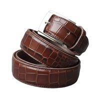 Ceinture décontractée en cuir de vachette texturé pour homme, design gaufré, taille réglable, OEM ODM, logo personnalisé, boucle en acier, durable et légère