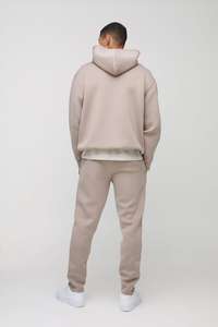 Sweat à capuche surdimensionné beige avec logo personnalisé et ensemble de survêtement unisexe en polaire lourde et pantalon de survêtement - Product Image 2