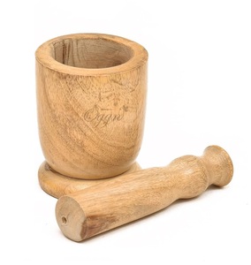 100% produit le plus vendu fait à la main pour la maison et la cuisine outils d'herbes et d'épices de sel de gingembre ensemble de mortier et de pilon en bois - Product Image 1