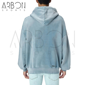 Nouvel arrivage de bon fournisseur pour les hommes Pull streetwear à épaules tombantes Personnalisé Brodé Vintage Polaire Acid Wash Hoodies - Product Image 4