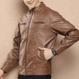 Chaqueta de cuero de piel de vaca para hombre de alta calidad, ropa de calle con cuello levantado, chaqueta de cuero saludable a precio barato para la primavera - Product Image 2