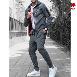 Survêtement sur mesure pour homme avec fermeture éclair, col à capuche et logo personnalisé, conception ODM - Product Image 1