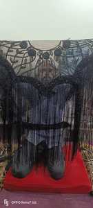 Elegant Burlesque Cape with Beaded Strands <b>Sequins</b> Beautiful Straight Silhouette for Festive Club Outfit Fastens Neck Dress - Product Image 3