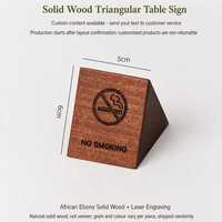 Panneau de table triangulaire en bois massif, interdiction de fumer, table réservée, numéro de table, panneau de bureau pour restaurant, hôtel, bar, contenu personnalisé